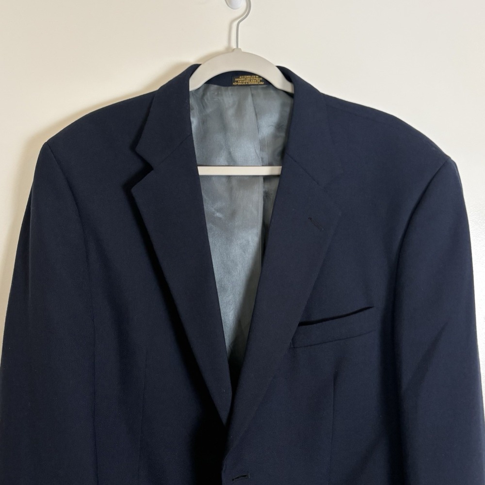 Stafford Blazer Sport Jacket Coat Mens 42L Blue Navy Wool Gold Buttons - Picture 7 of 16